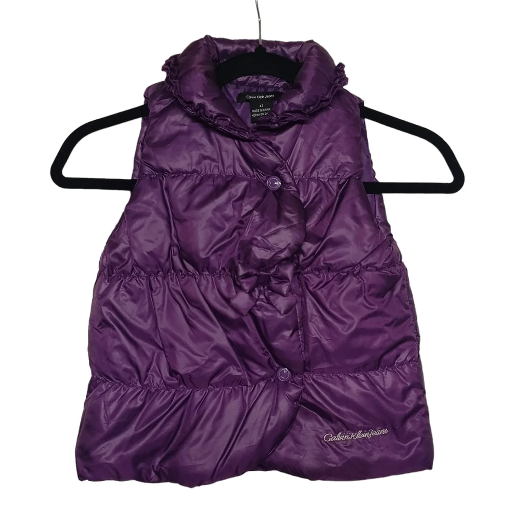 CALVIN KLEIN JEANS Purple Puffer Snap Button Front Vest Jacket 4T